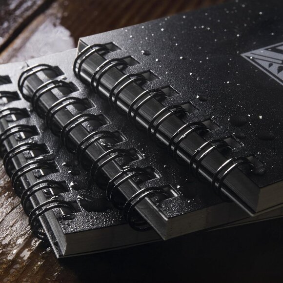 Weatherproof Top Spiral Notebook, 3" x 5", Black Cover, Universal Pattern, 3 Pac - Picture 8 of 8